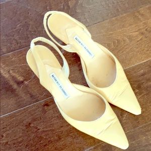 Manolo Blahnik cream beige sling back pumps 39.5
